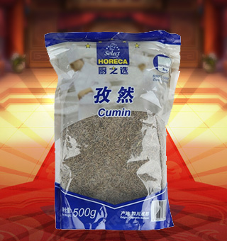 廚之選(HORECA SELECT)孜然産自四川成都500g每袋，精細加工而成，質量上(shàng)乘，備受廣大(dà)專業廚師(shī)和(hé)消費者歡迎和(hé)厚愛(ài)，是您廚房(fáng)必備品。保留了孜然中原有(yǒu)的滋味、氣味和(hé)全部的營養物質，風味獨特，定會(huì)讓您回味無窮。不使用化學劑、無化學殘留、不破壞營養成分，給家(jiā)人(rén)一份天然、一份健康、一份安心。