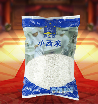 廚之選(HORECA SELECT)小(xiǎo)西米産自廣東廣州2.5kg每袋，選用優質木薯為(wèi)原料，天然無公害的木薯經層層篩選，經先進的工藝精制(zhì)而成。小(xiǎo)西米飽滿鮮亮，色澤盈潤，滿足你(nǐ)的味蕾，嚴苛的每個(gè)步驟确保每顆都是優質的真材實料。小(xiǎo)西米煮粥味香松軟，甜糯密稠，黏而不膩，蘊含自然甜味。