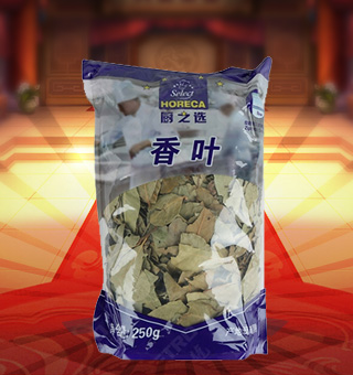 廚之選(HORECA SELECT)香葉産自雲南昆明(míng)400g每袋，本産品選用的是上(shàng)等的香葉為(wèi)原料精心制(zhì)作(zuò)而成，品質天然，口味純正，保證優質的質量。本産品采用的是塑料質地包裝，簡潔大(dà)方，食用簡單，是您廚房(fáng)的好幫手。本産品的葉片深綠色，呈橢圓形，富含濃郁的葉子香味，做(zuò)菜時(shí)放入，别具一番風味。