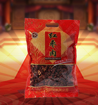 閩融紅棗肉産自河(hé)北滄州500g每袋，紅棗能提高(gāo)人(rén)體(tǐ)免疫力，能促進白細胞的生(shēng)成，降低(dī)膽固醇，保護肝髒，紅棗中還(hái)含有(yǒu)抑制(zhì)癌細胞，甚至可(kě)使癌細胞向正常細胞轉化的物質