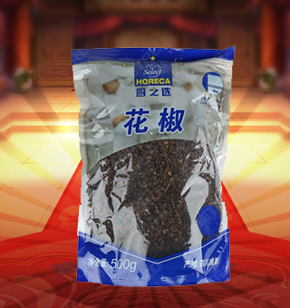 廚之選(HORECA SELECT)花(huā)椒産自四川成都500g每袋，花(huā)椒，含揮發油，性熱，味辛香，作(zuò)為(wèi)中國特有(yǒu)的香料，花(huā)椒就與姜、茱蔡并稱為(wèi)中國民間(jiān)三大(dà)辛辣調味。本産品采用的是袋裝的設計(jì)，食用和(hé)放置都是相對比較方便的，是您廚房(fáng)常備品的好夥伴。花(huā)椒可(kě)除各種肉類的腥氣；促進唾液分泌，增加食欲，是您健康美食的好伴侶。